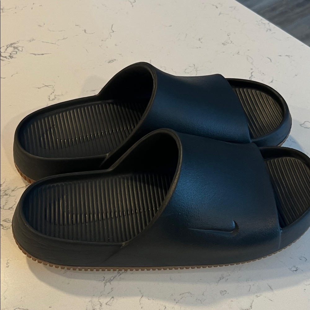 Nike Black Slide Sandals with Tan Outsole